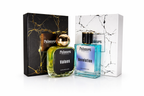 Faizaura Fragrance's Values & Revolution 50ml perfume bottle with elegant packaging and clear label, showcasing luxurious scent.