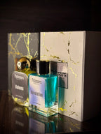 Faizaura Fragrance Values & Revolution 50ml perfume bottle with sleek design and clear label, showcasing the elegant packaging.